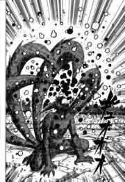 Transformasi Naruto menjadi Kyuubi berekor empat.